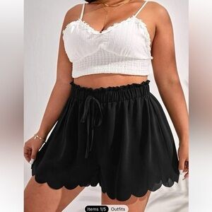 SHEIN Frenchy plus scallop‎ trim tie front shorts size 2X